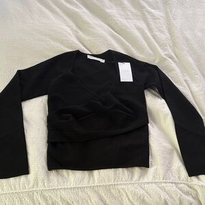 IRO Paris- V-neck Black Long Sleeve Top